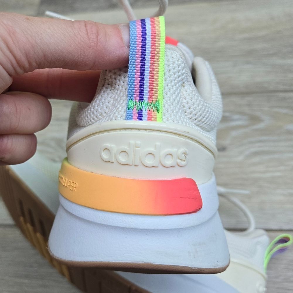 Adidas Women's Racer TR21 GZ1992 Running Shoes - Off White/Multicolor rainbow🌈6 - Picture 4 of 10